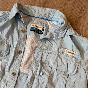 Magellan Outdoors Sky Blue Casual Button Down Shirt